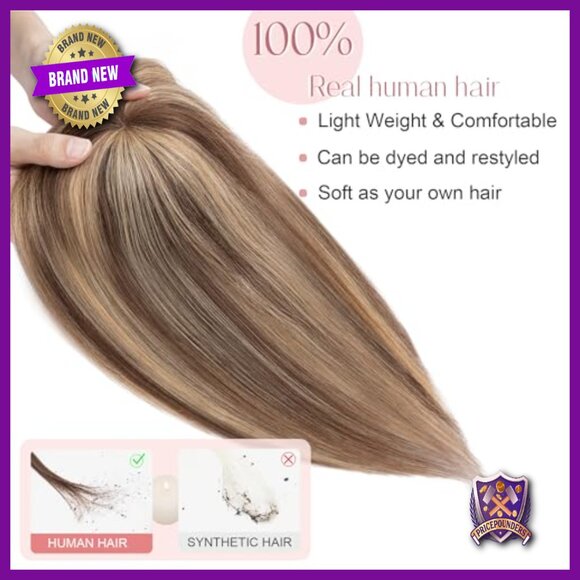 Human Hair Topper with Bangs 10 Inch Clip In for Thinning Hair